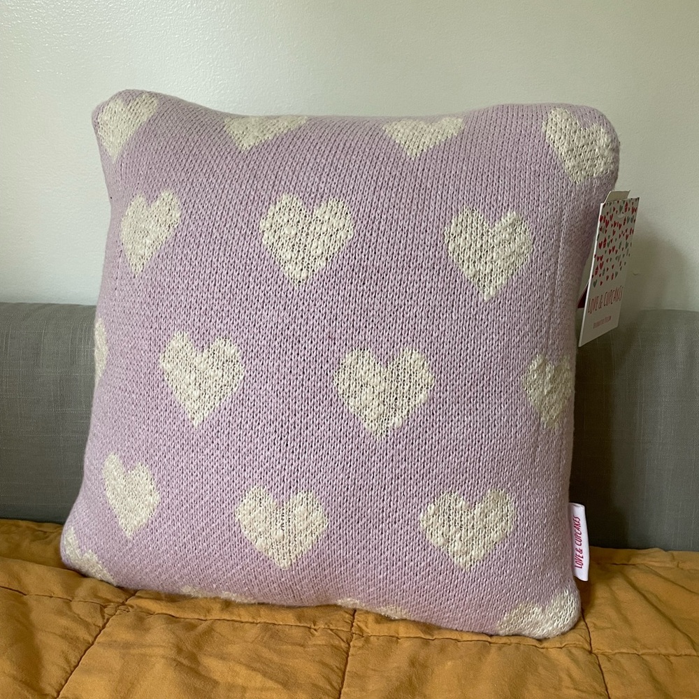 Love and Cupcakes Heart Throw Pillow, 14”x14”